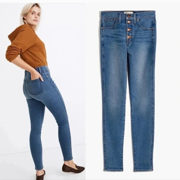 Madewell 10” High Rise Blue Skinny Jeans - Size 30 - Picture 6 of 6